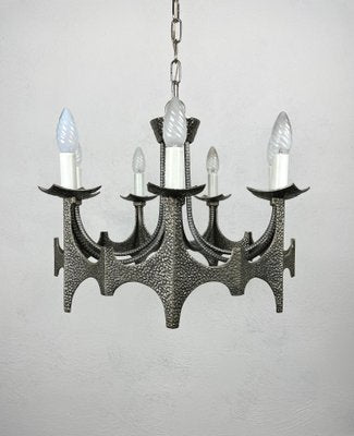 Mid-Century Brutalist Iron Chandelier Pendant-LYQ-1171495