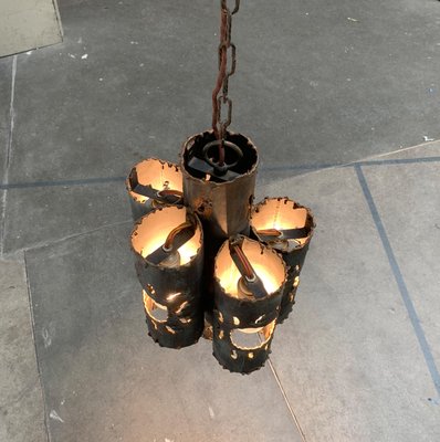 Mid-Century Brutalist Metal Pendant Lamp-UAH-934807