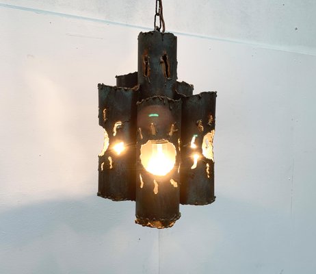 Mid-Century Brutalist Metal Pendant Lamp-UAH-934807