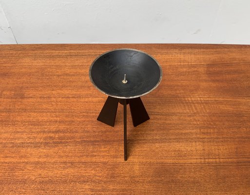 Mid-Century Brutalist Metal Tripod Candleholder-UAH-954766