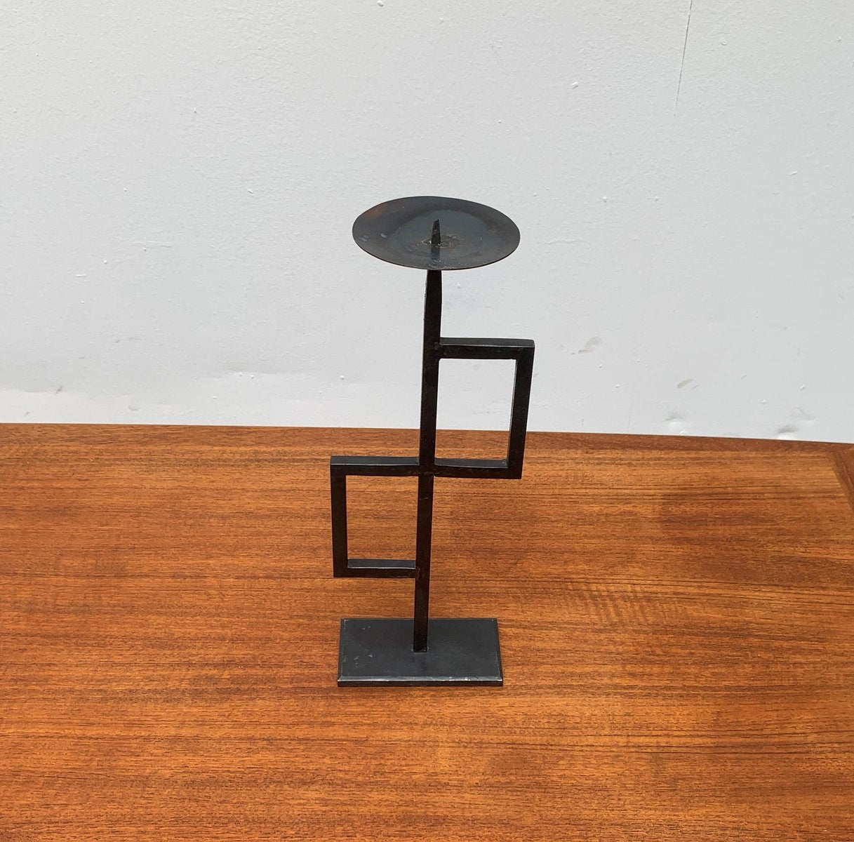 Mid-Century Brutalist Minimalistic Metal Candleholder