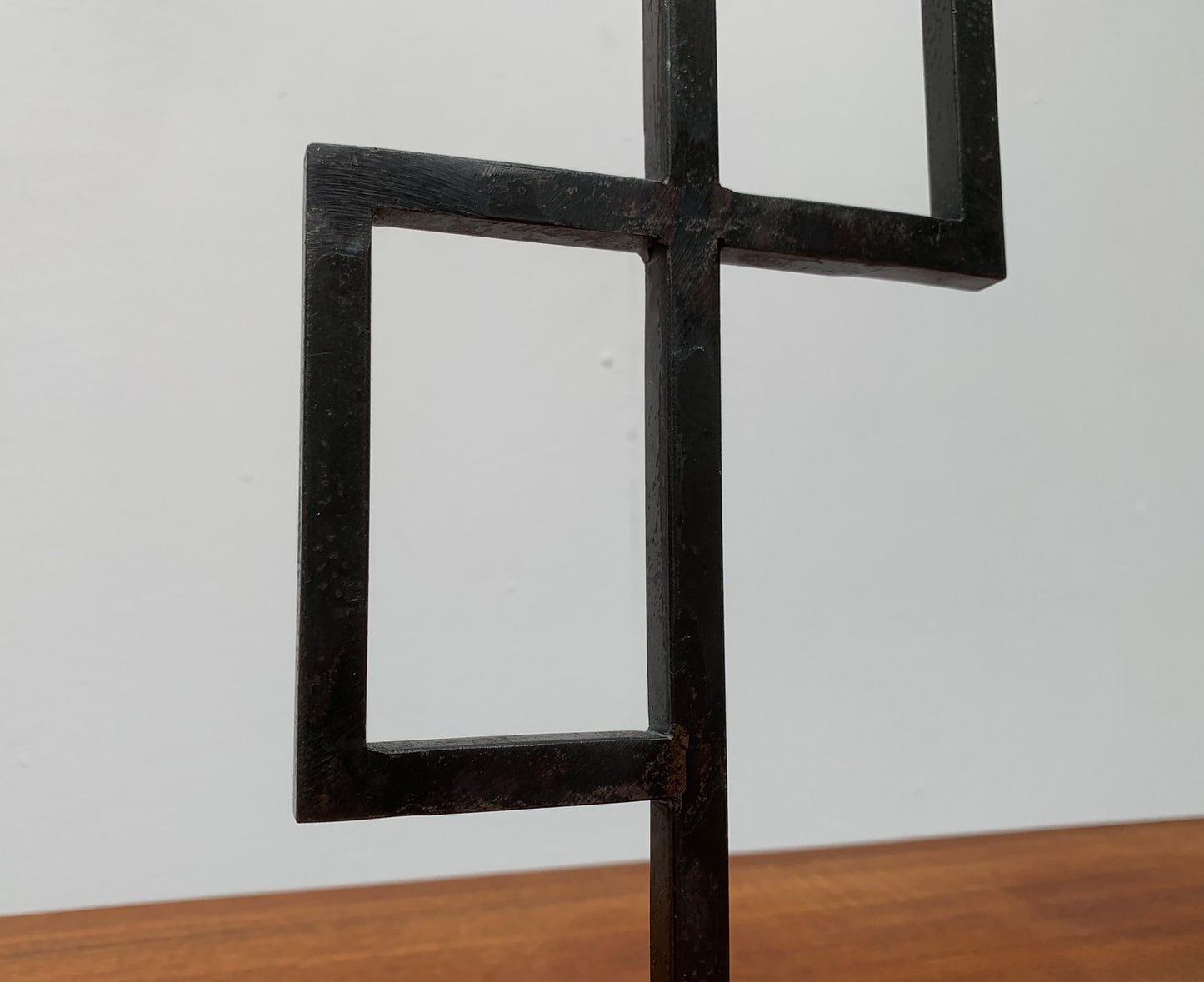 Mid-Century Brutalist Minimalistic Metal Candleholder