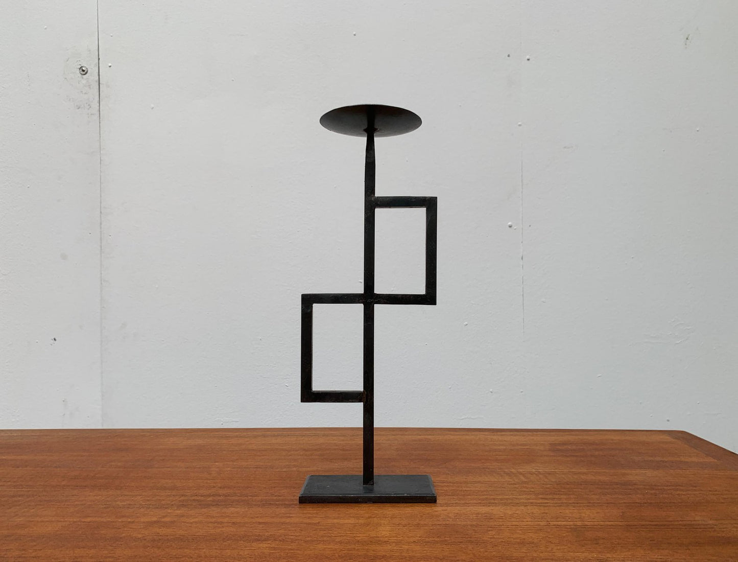 Mid-Century Brutalist Minimalistic Metal Candleholder