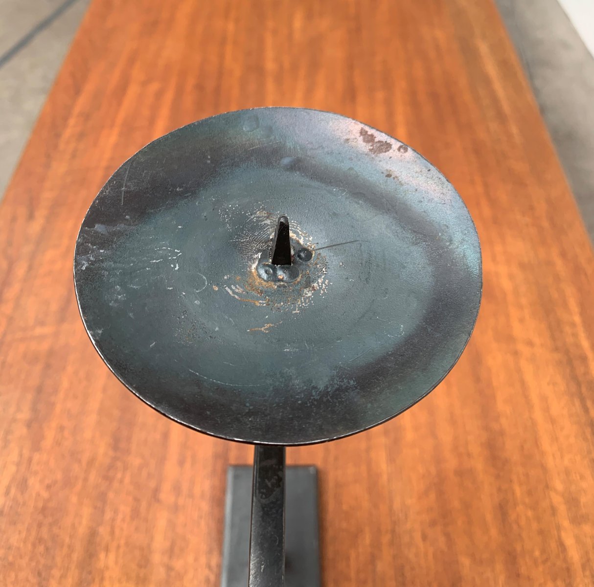 Mid-Century Brutalist Minimalistic Metal Candleholder