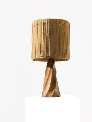 Mid-Century Brutalist Modern Sculptural Rustic Wood Table Lamp, France, 1970s-NLF-2040990