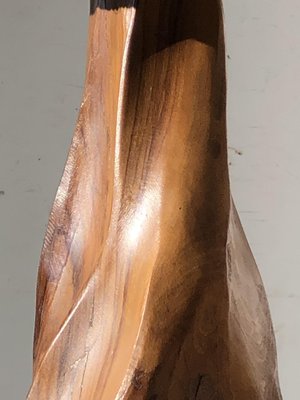 Mid-Century Brutalist Modern Sculptural Rustic Wood Table Lamp, France, 1970s-NLF-2040990