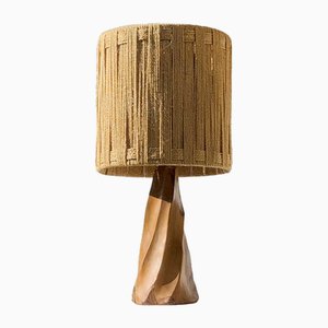 Mid-Century Brutalist Modern Sculptural Rustic Wood Table Lamp, France, 1970s-NLF-2040990