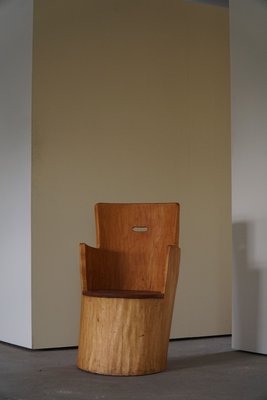 Mid-Century Brutalist Sculptural Carved Stump Chair in Solid Pine, Sweden, 1960s-MXF-1323005