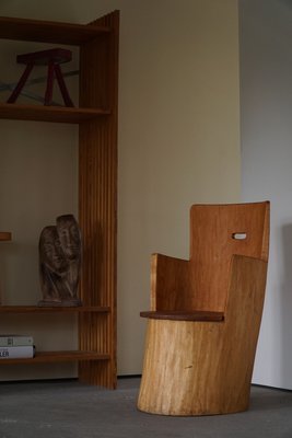 Mid-Century Brutalist Sculptural Carved Stump Chair in Solid Pine, Sweden, 1960s-MXF-1323005