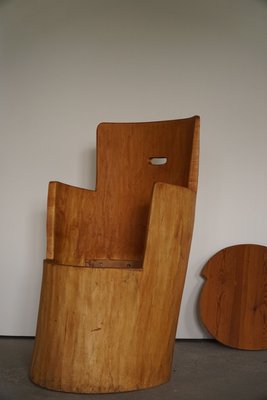 Mid-Century Brutalist Sculptural Carved Stump Chair in Solid Pine, Sweden, 1960s-MXF-1323005