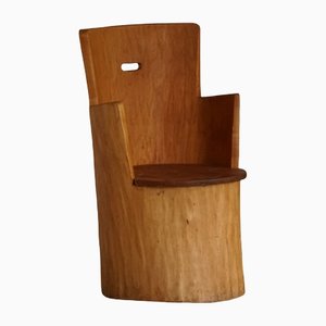 Mid-Century Brutalist Sculptural Carved Stump Chair in Solid Pine, Sweden, 1960s-MXF-1323005