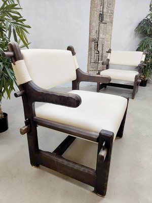 Mid-Century Brutalist Sculptural Nature Armchairs, 1950s, Set of 2-BW-1407659