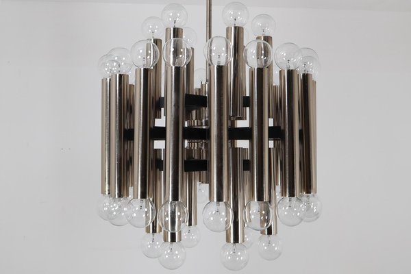 Mid-Century Brutalist Steel 48-Light Chandelier, 1960s-TRW-1797065