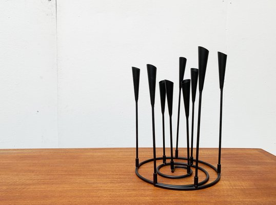 Mid-Century Brutalist String Style Metal Candleholder-UAH-968866