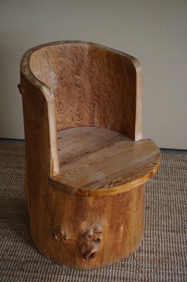 Mid-Century Brutalist Swedish Sculptural Stump Chair in Solid Pine-MXF-990965