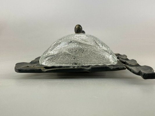 Mid-Century Brutalist Wall Lamp in Iron & Glass-EJL-1139041