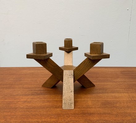 Mid-Century Brutalist Wooden Candleholder-UAH-1015084