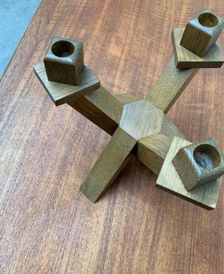 Mid-Century Brutalist Wooden Candleholder-UAH-1015084