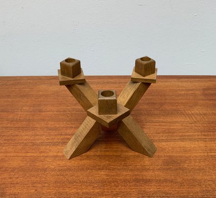 Mid-Century Brutalist Wooden Candleholder-UAH-1015084