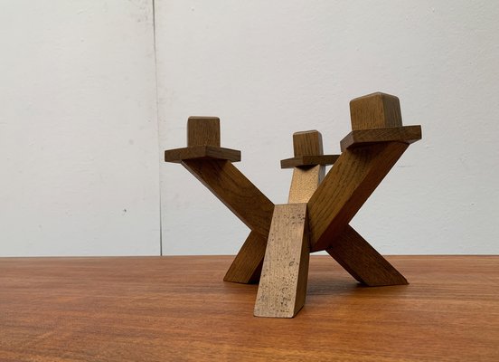 Mid-Century Brutalist Wooden Candleholder-UAH-1015084