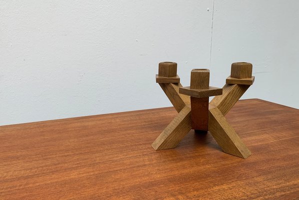 Mid-Century Brutalist Wooden Candleholder-UAH-1015084