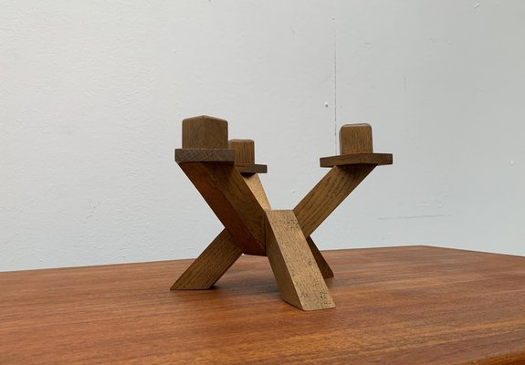 Mid-Century Brutalist Wooden Candleholder-UAH-1015084