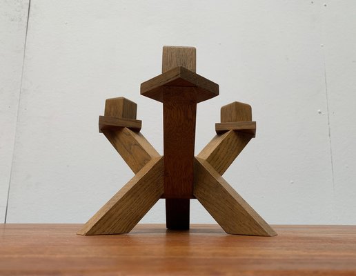 Mid-Century Brutalist Wooden Candleholder-UAH-1015084