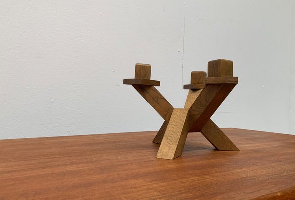 Mid-Century Brutalist Wooden Candleholder-UAH-1015084