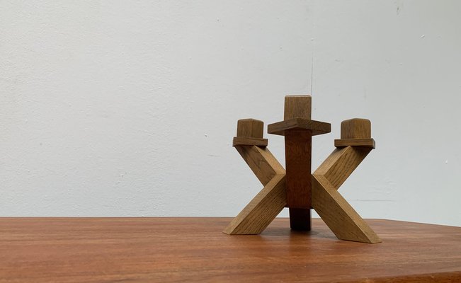 Mid-Century Brutalist Wooden Candleholder-UAH-1015084