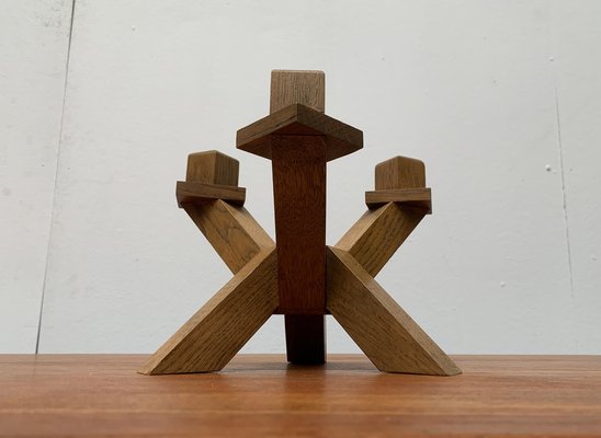 Mid-Century Brutalist Wooden Candleholder-UAH-1015084