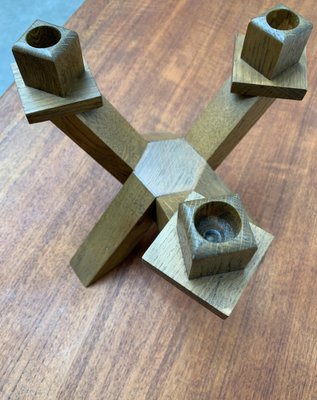 Mid-Century Brutalist Wooden Candleholder-UAH-1015084