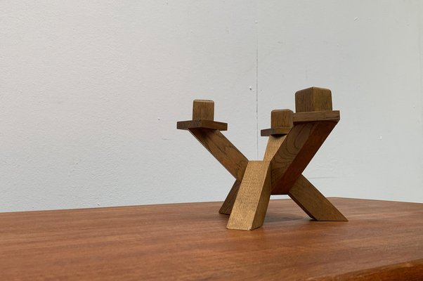 Mid-Century Brutalist Wooden Candleholder-UAH-1015084