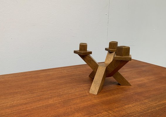 Mid-Century Brutalist Wooden Candleholder-UAH-1015084