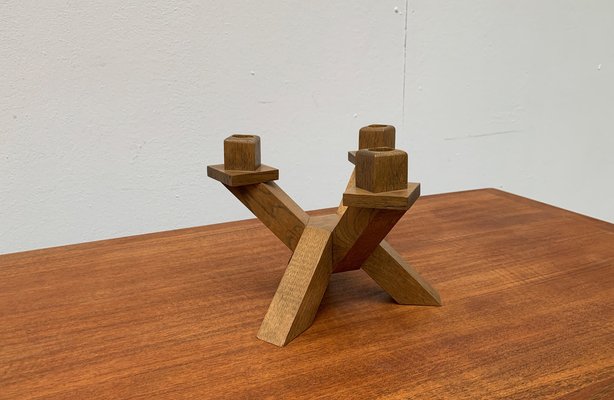 Mid-Century Brutalist Wooden Candleholder-UAH-1015084