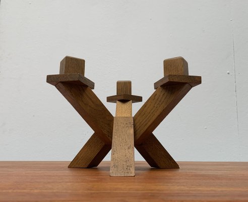 Mid-Century Brutalist Wooden Candleholder-UAH-1015084