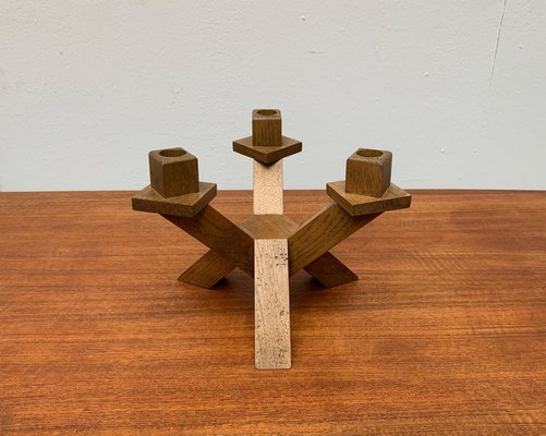 Mid-Century Brutalist Wooden Candleholder-UAH-1015084