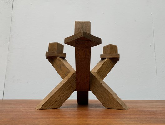 Mid-Century Brutalist Wooden Candleholder-UAH-1015084