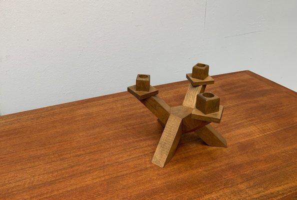 Mid-Century Brutalist Wooden Candleholder-UAH-1015084