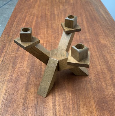 Mid-Century Brutalist Wooden Candleholder-UAH-1015084