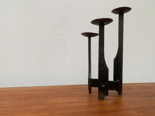 Mid-Century Brutalist Wrought Iron Candle Holder-UAH-1160519