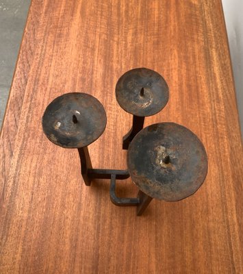 Mid-Century Brutalist Wrought Iron Candle Holder-UAH-1160519