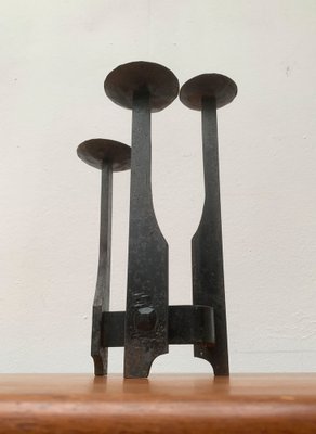 Mid-Century Brutalist Wrought Iron Candle Holder-UAH-1160519