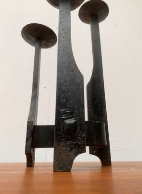 Mid-Century Brutalist Wrought Iron Candle Holder-UAH-1160519