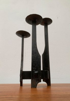 Mid-Century Brutalist Wrought Iron Candle Holder-UAH-1160519