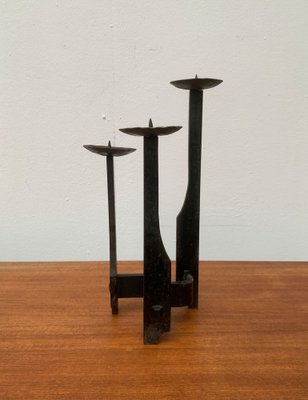 Mid-Century Brutalist Wrought Iron Candle Holder-UAH-1160519