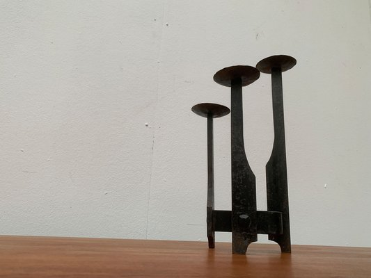 Mid-Century Brutalist Wrought Iron Candle Holder-UAH-1160519