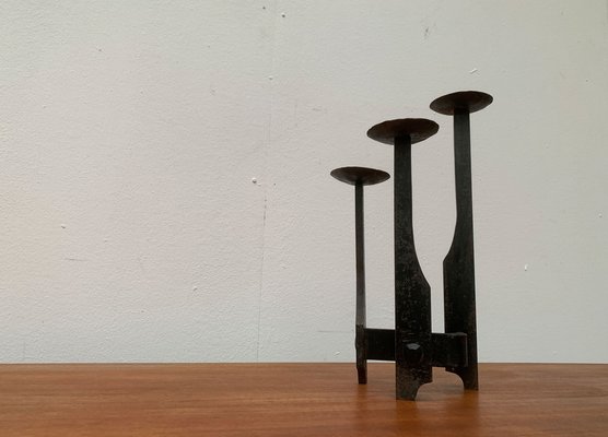 Mid-Century Brutalist Wrought Iron Candle Holder-UAH-1160519