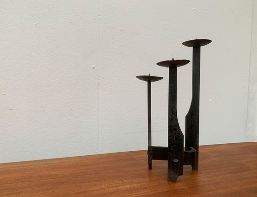 Mid-Century Brutalist Wrought Iron Candle Holder-UAH-1160519