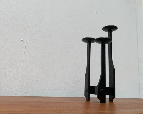 Mid-Century Brutalist Wrought Iron Candleholder, 1960s-UAH-1334577