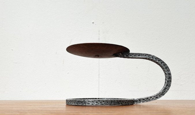 Mid-Century Brutalist Wrought Iron Candleholder, 1960s-UAH-1704018